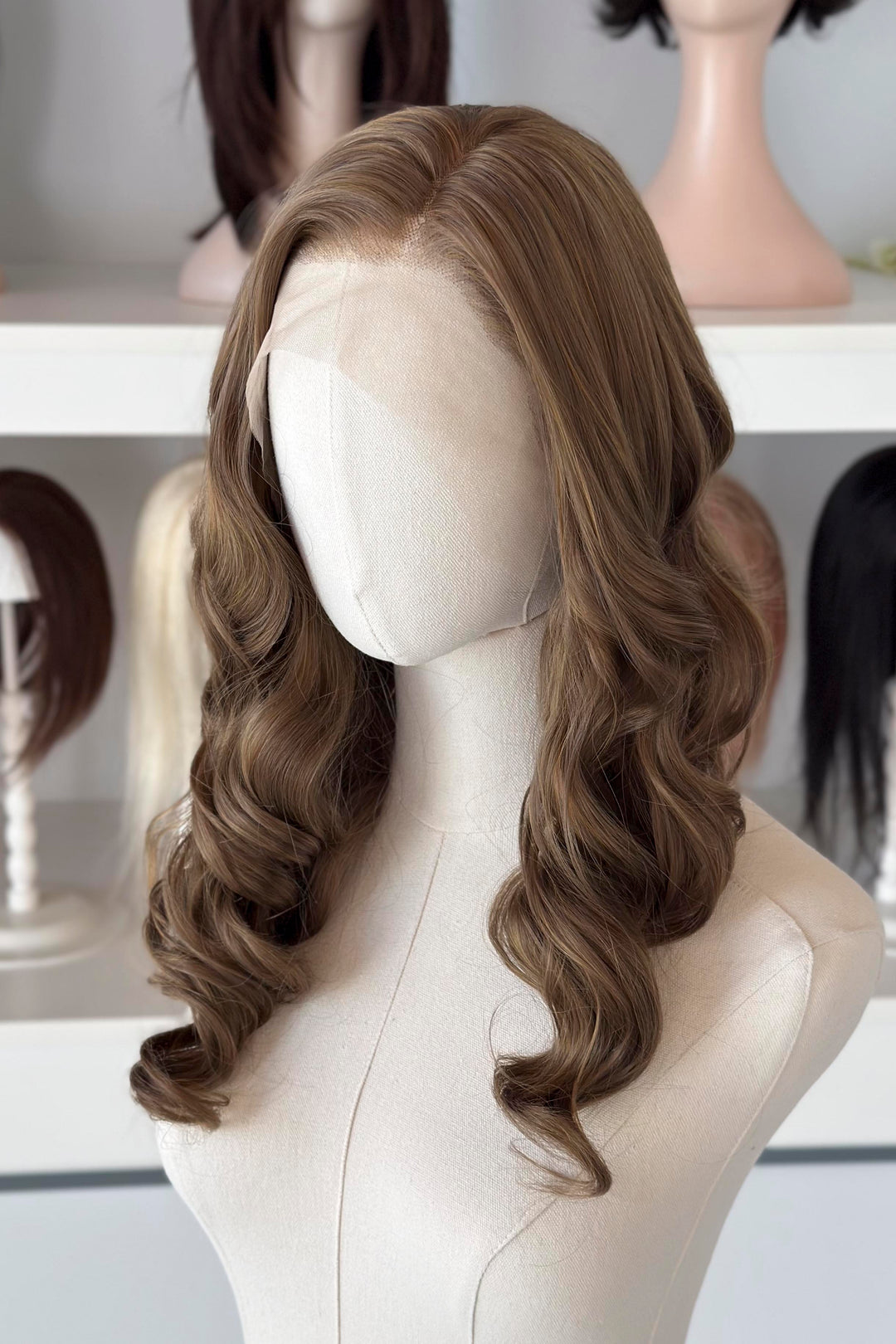 Dark Ash Golden Brown Wavy Lace Front Wig ACOTar Cosplay Elaine