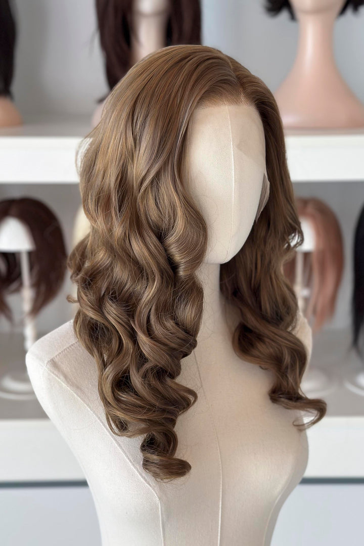 Dark Ash Golden Brown Wavy Lace Front Wig ACOTar Cosplay Elaine
