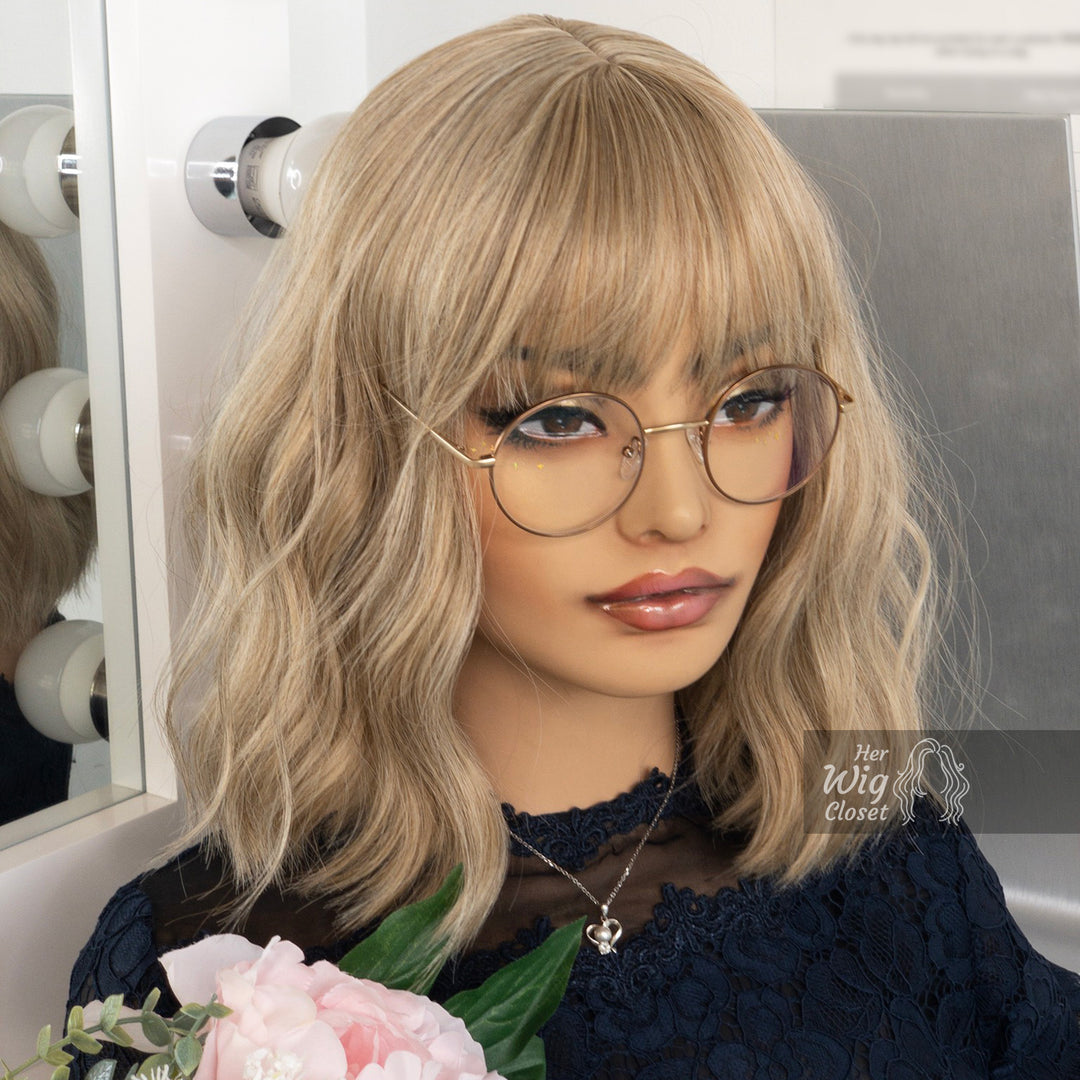 Ashy Blonde Wavy Wig with Bangs Alicia