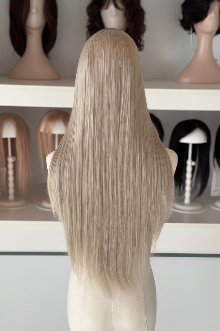 Ash Brown Root Ash Creamy Blonde Straight Lace Front Wig Yuki