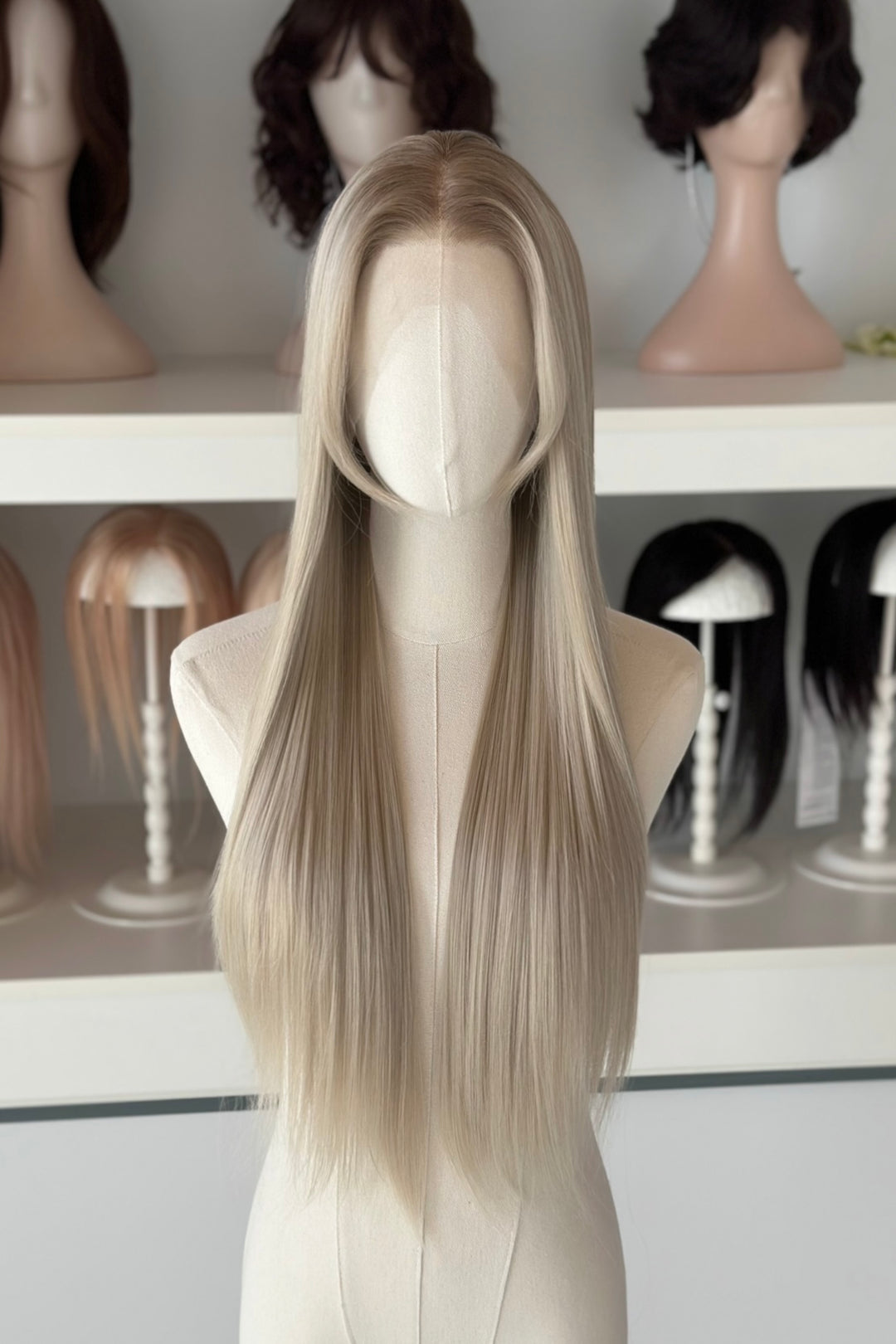 Ash Brown Root Ash Creamy Blonde Straight Lace Front Wig Yuki