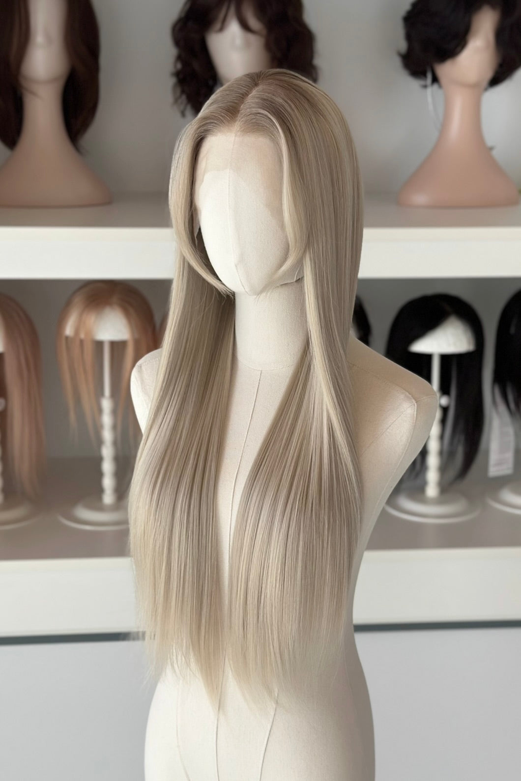 Ash Brown Root Ash Creamy Blonde Straight Lace Front Wig Yuki