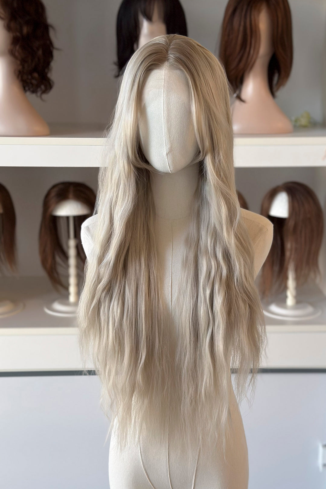 Ash Brown Root Ash Creamy Blonde Straight Lace Front Wig Yuki