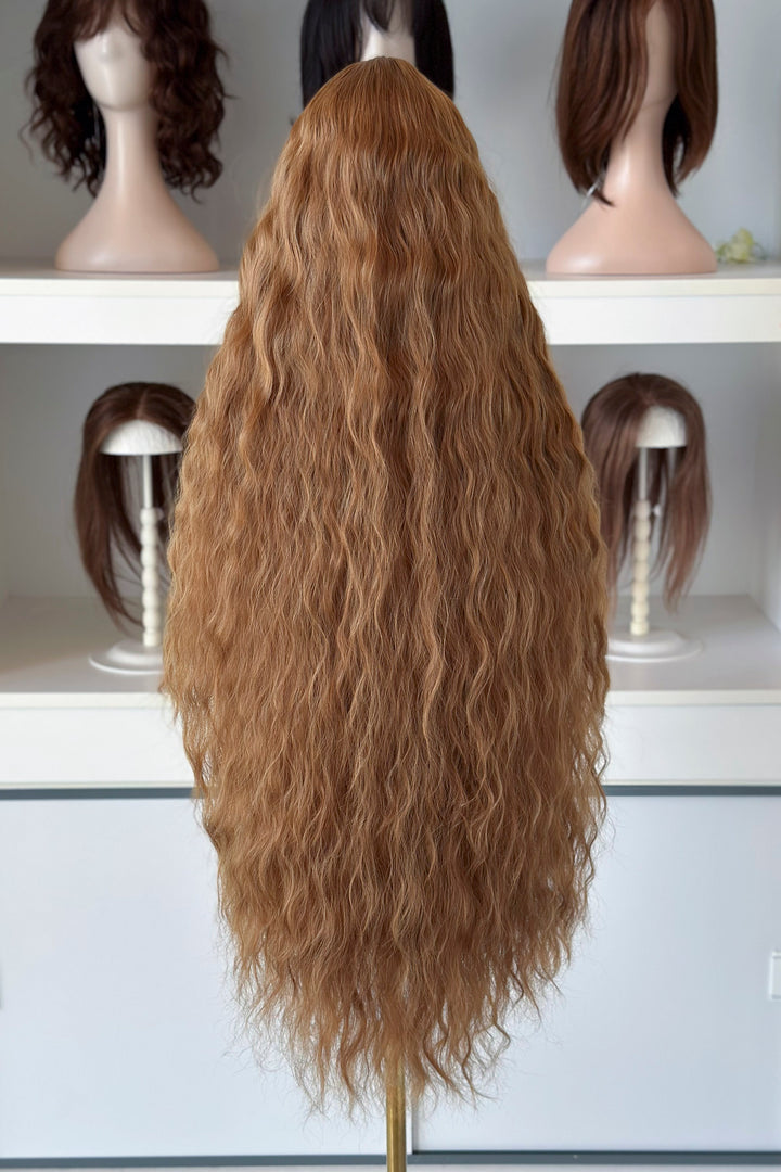 Copper Brown Blonde Extra Long Wavy Wig with Bangs Sophie