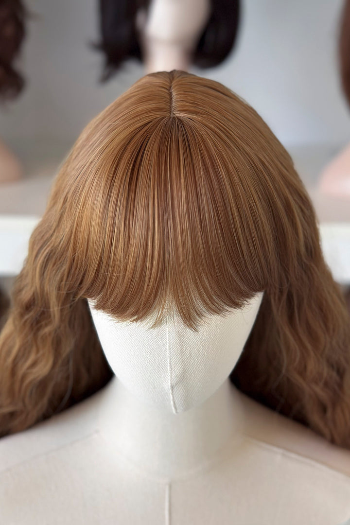 Copper Brown Blonde Extra Long Wavy Wig with Bangs Sophie