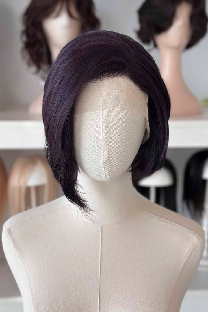 Dark Purple Straight Short Cut Lace Front Wig Dispatch Invisigal Courtney