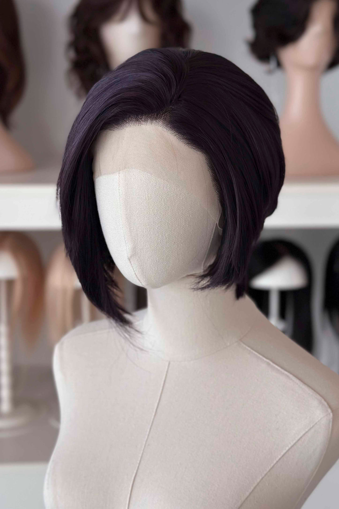Dark Purple Straight Short Cut Lace Front Wig Dispatch Invisigal Courtney