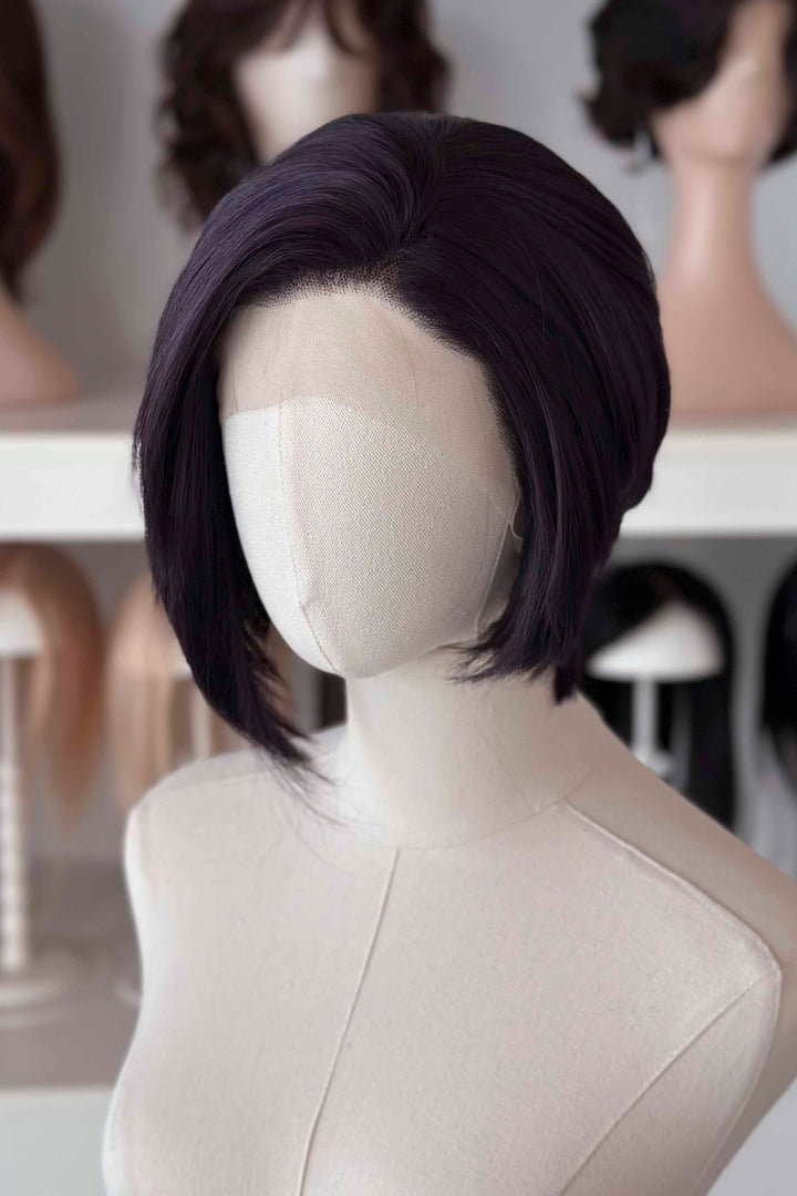 Dark Purple Straight Short Cut Lace Front Wig Dispatch Invisigal Courtney