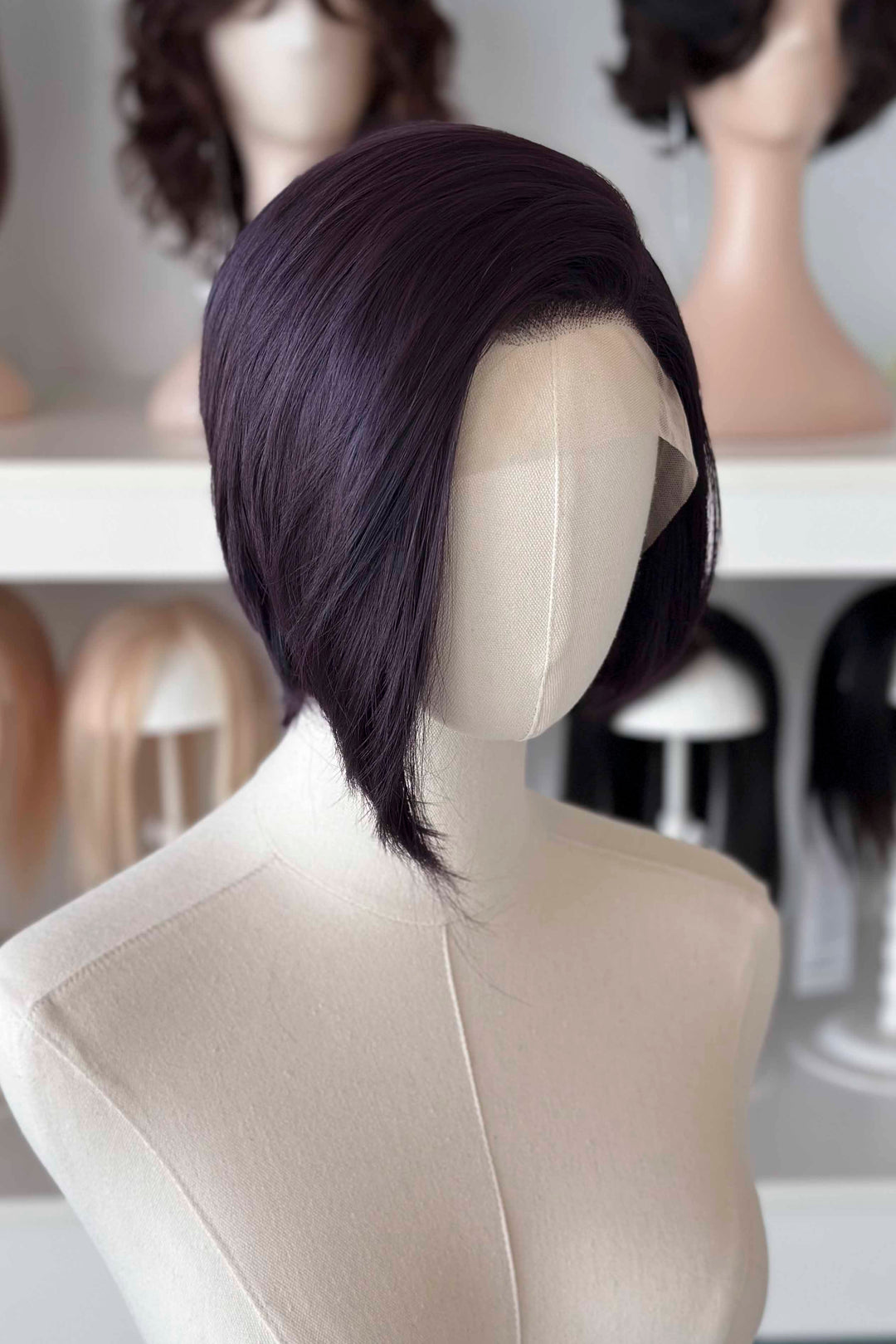 Dark Purple Straight Short Cut Lace Front Wig Dispatch Invisigal Courtney