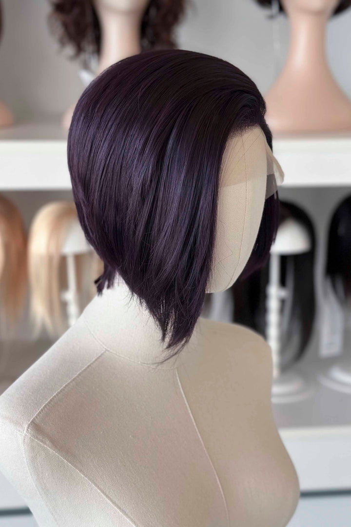 Dark Purple Straight Short Cut Lace Front Wig Dispatch Invisigal Courtney