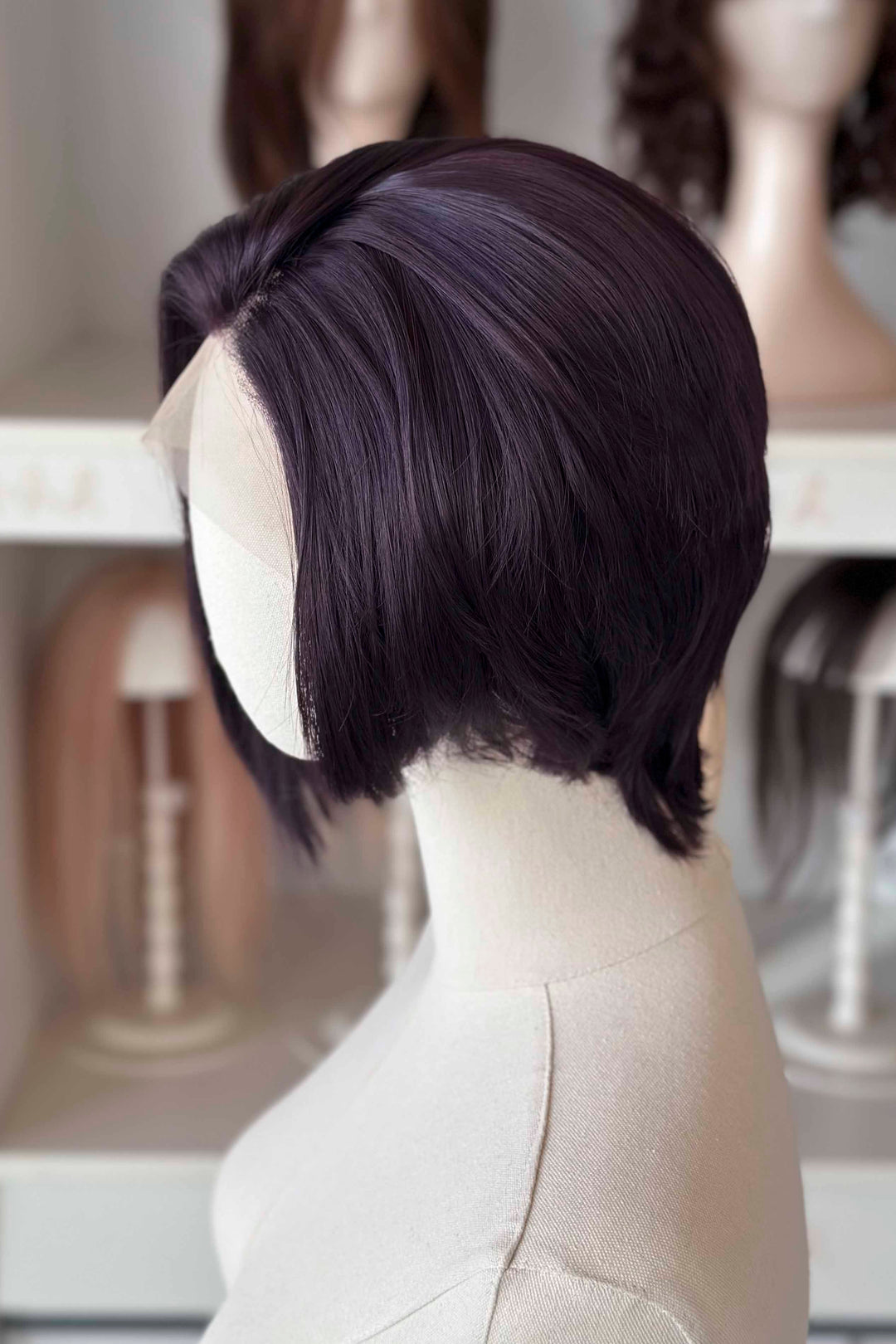 Dark Purple Straight Short Cut Lace Front Wig Dispatch Invisigal Courtney