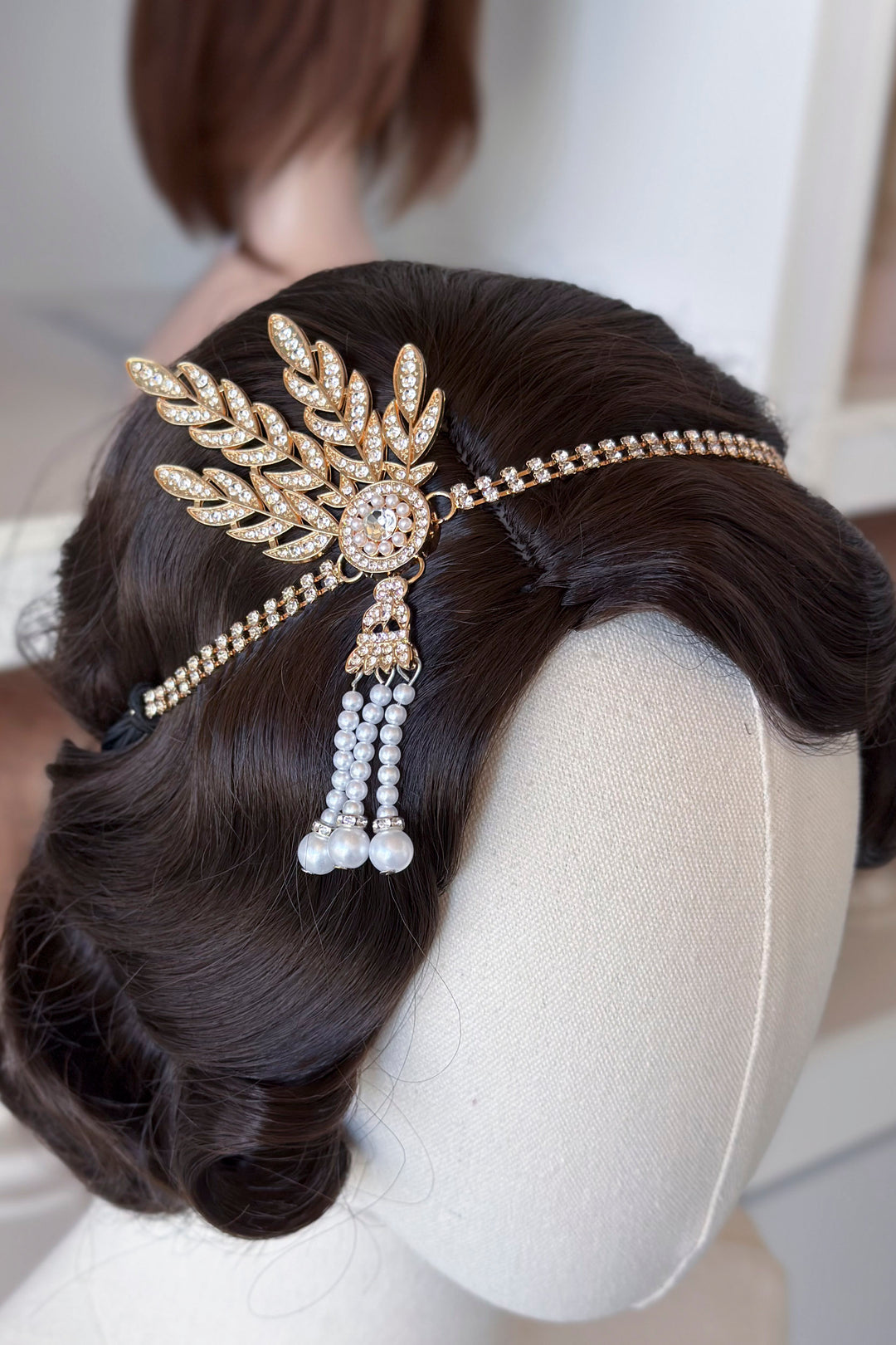 Flapper Headband- Rhinestone Headpiece with Pearls