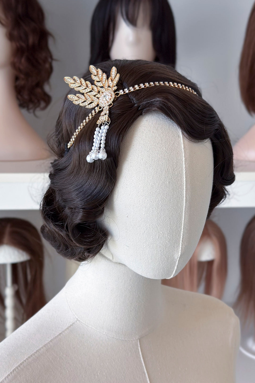 Flapper Headband- Rhinestone Headpiece with Pearls