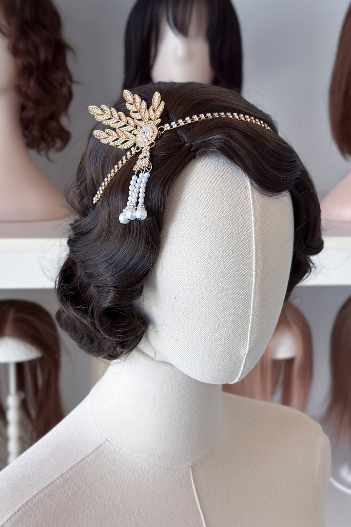Flapper Headband- Rhinestone Headpiece with Pearls