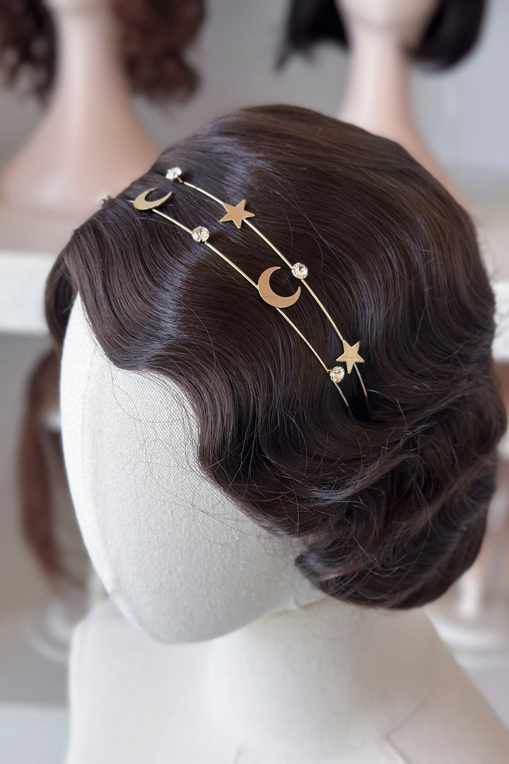 Celestial Star and Moon Headband with Rhinestones