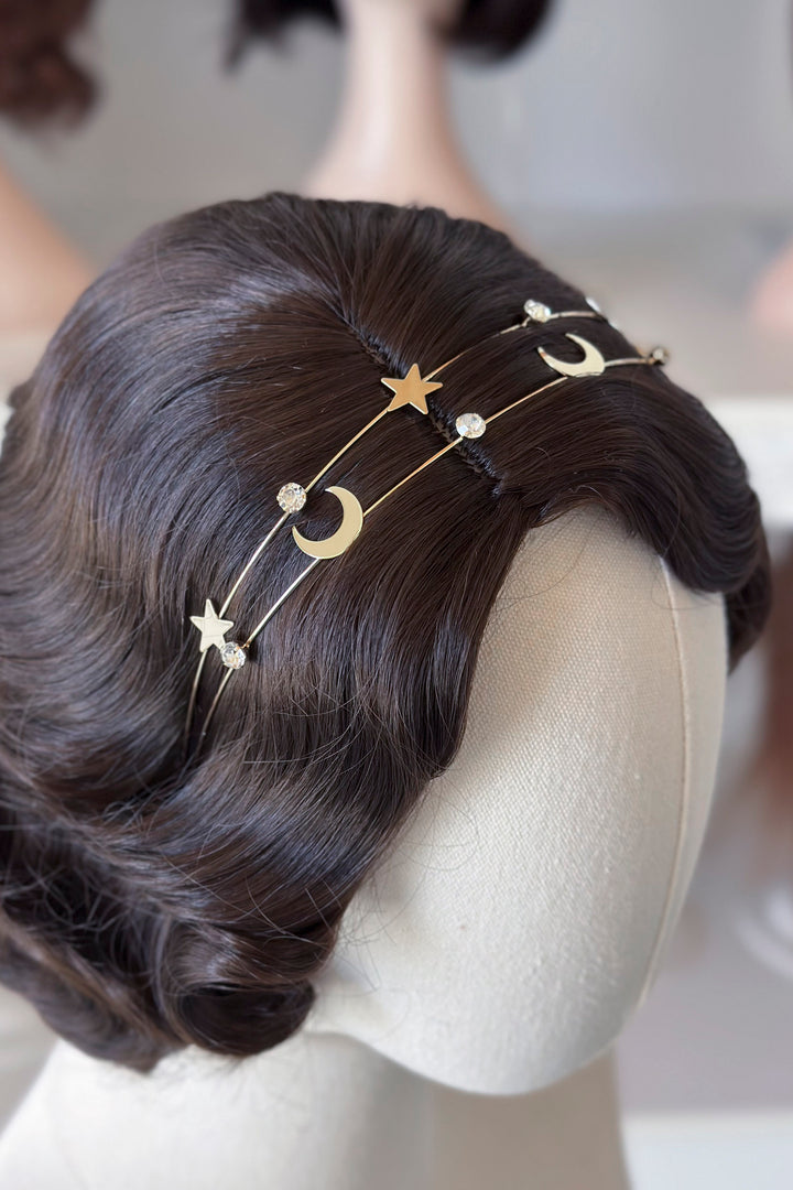 Celestial Star and Moon Headband with Rhinestones