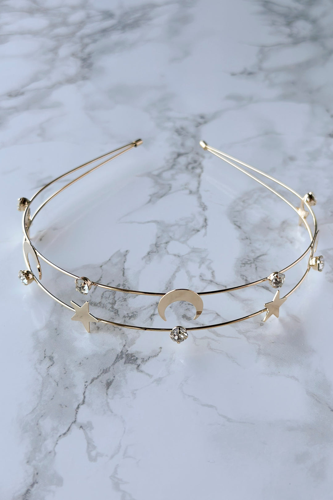 Celestial Star and Moon Headband with Rhinestones