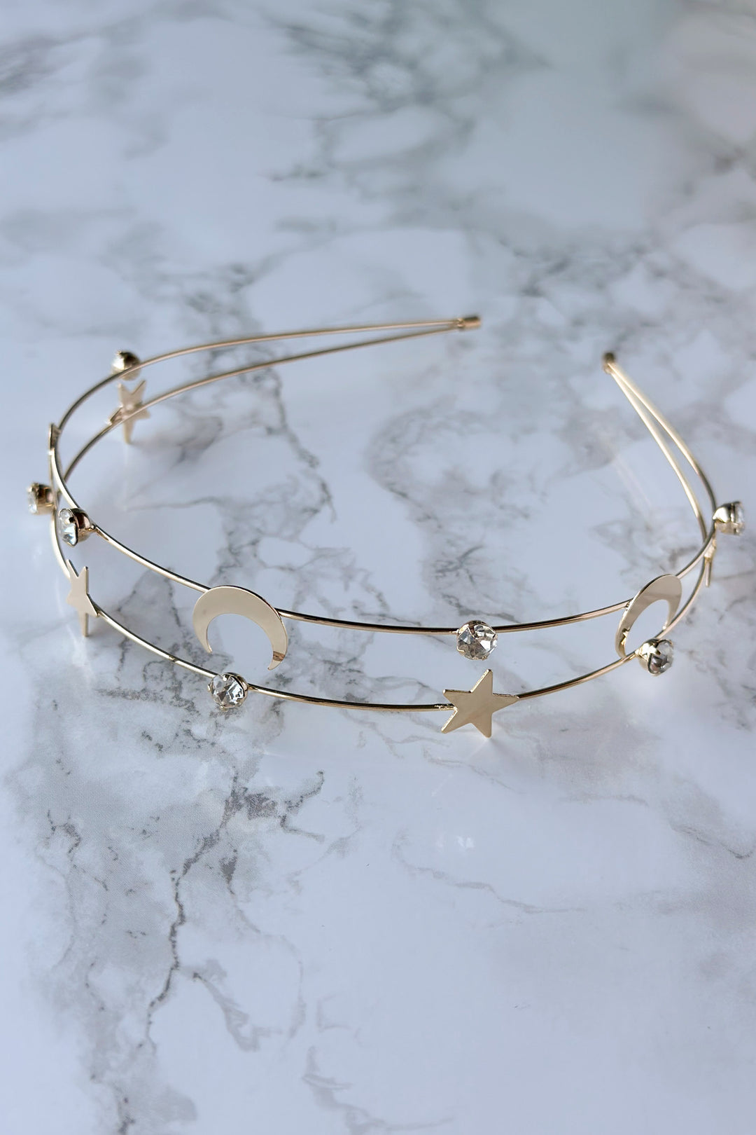 Celestial Star and Moon Headband with Rhinestones