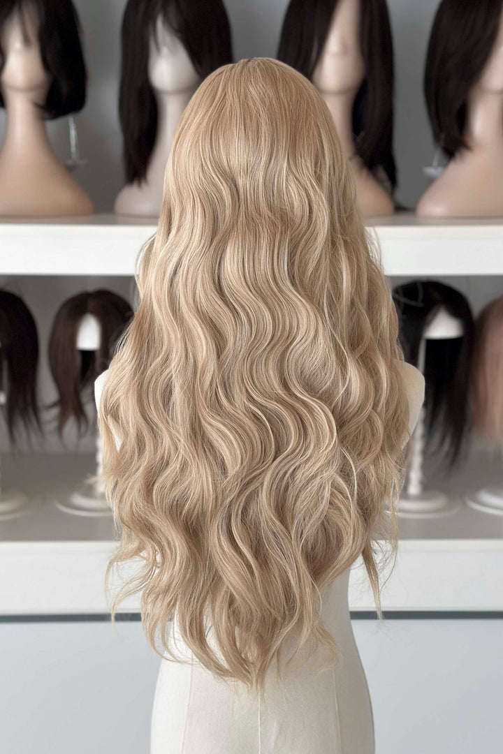 Champagne Sandy Blonde Wavy Lace Front Synthetic Wig Goldie