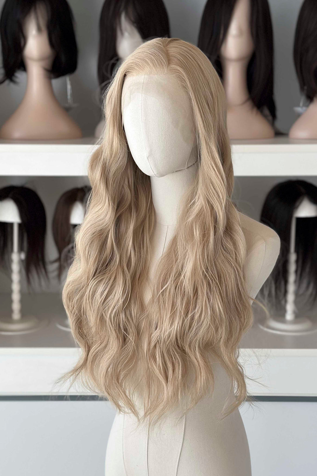 Champagne Sandy Blonde Wavy Lace Front Synthetic Wig Goldie