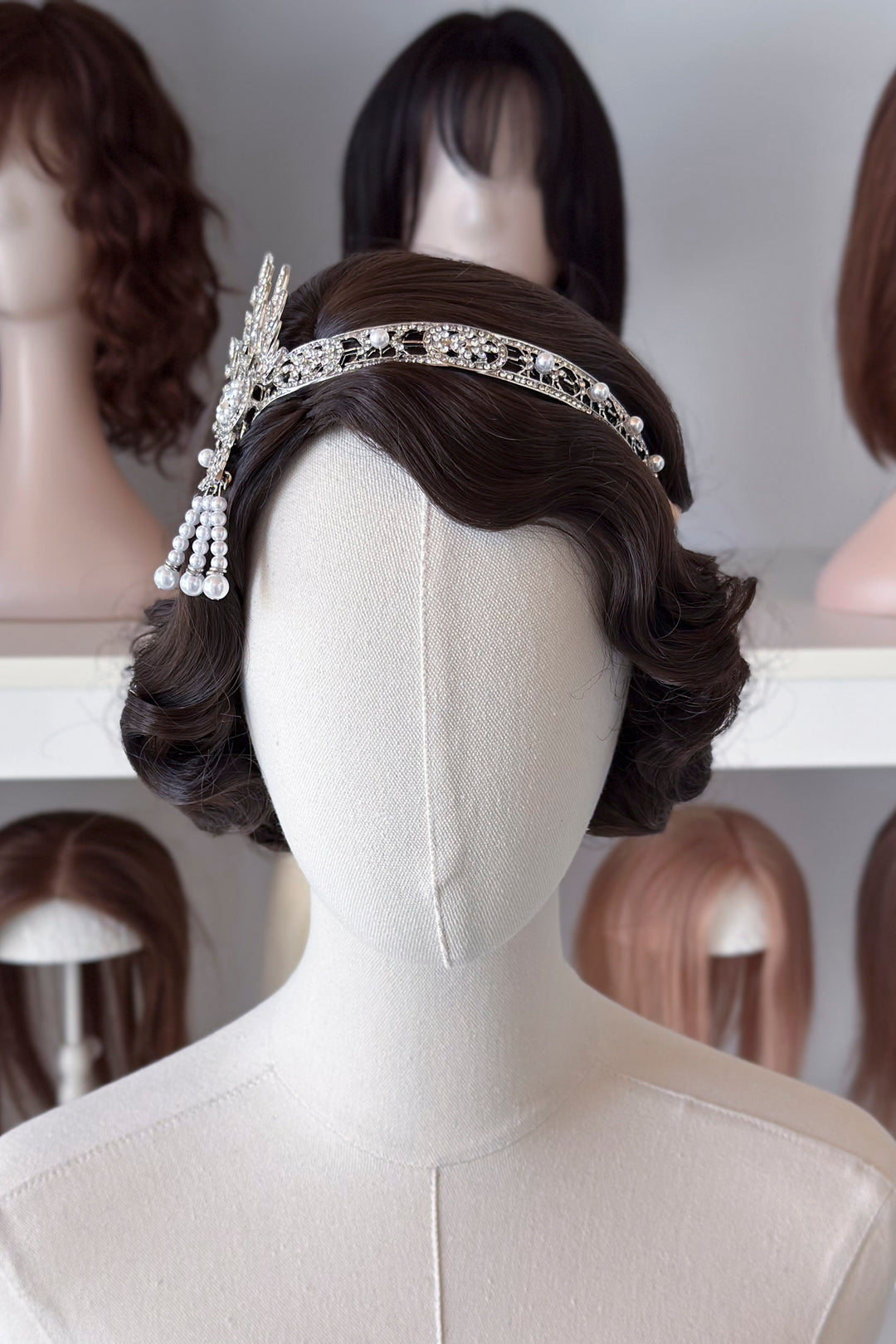 1920s Gatsby Flapper Headband – Rhinestone & Pearl headpiece with Ribbon