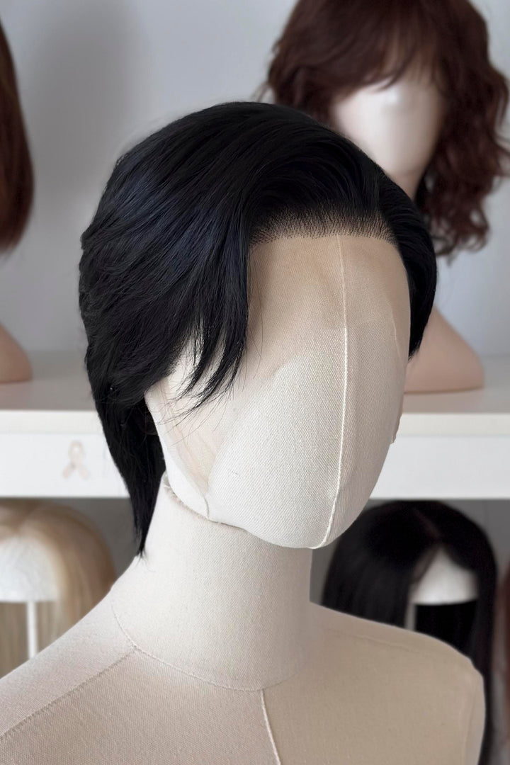 Natural Black Short Straight Lace Front Wig Shane