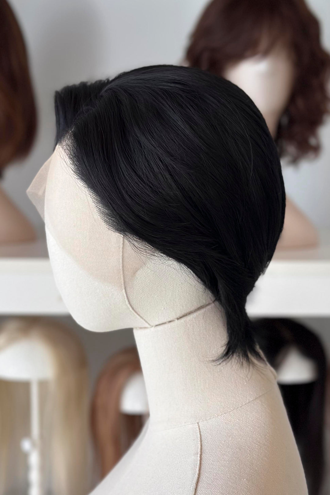Natural Black Short Straight Lace Front Wig Shane