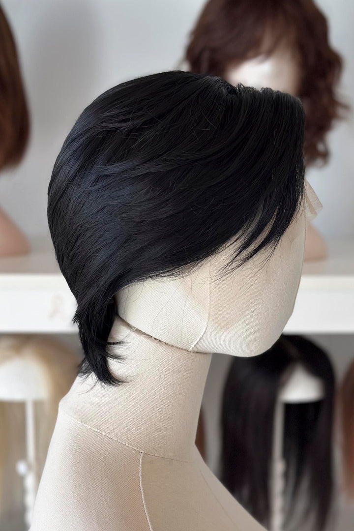 Natural Black Short Straight Lace Front Wig Shane