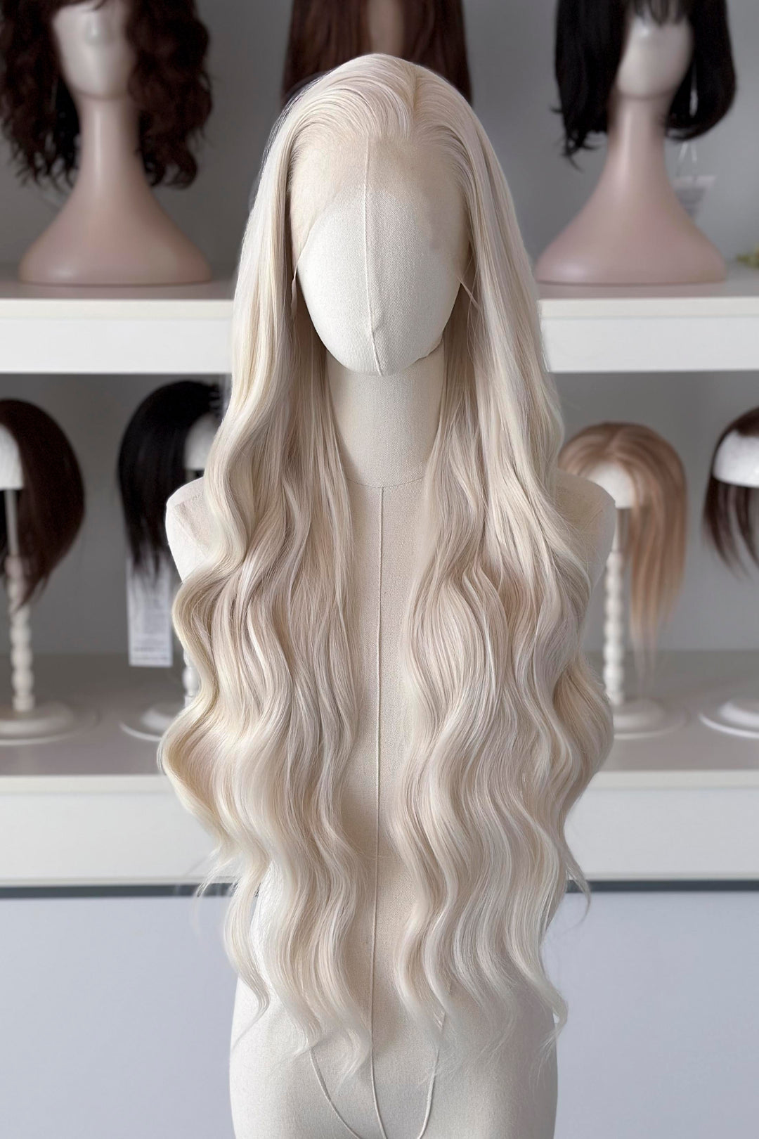 Icy Blonde Large Lace 13x4 Long Wavy Wig Daenerys with Space Buns