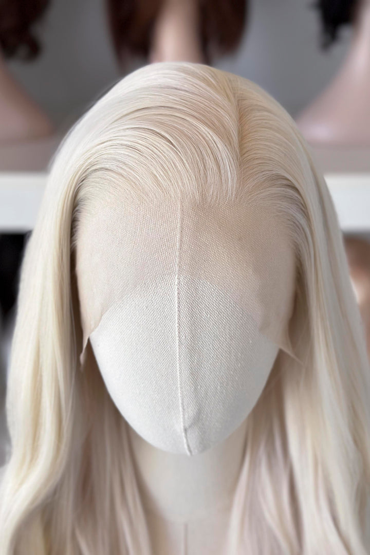 Icy Blonde Large Lace 13x4 Long Wavy Wig Daenerys with Space Buns