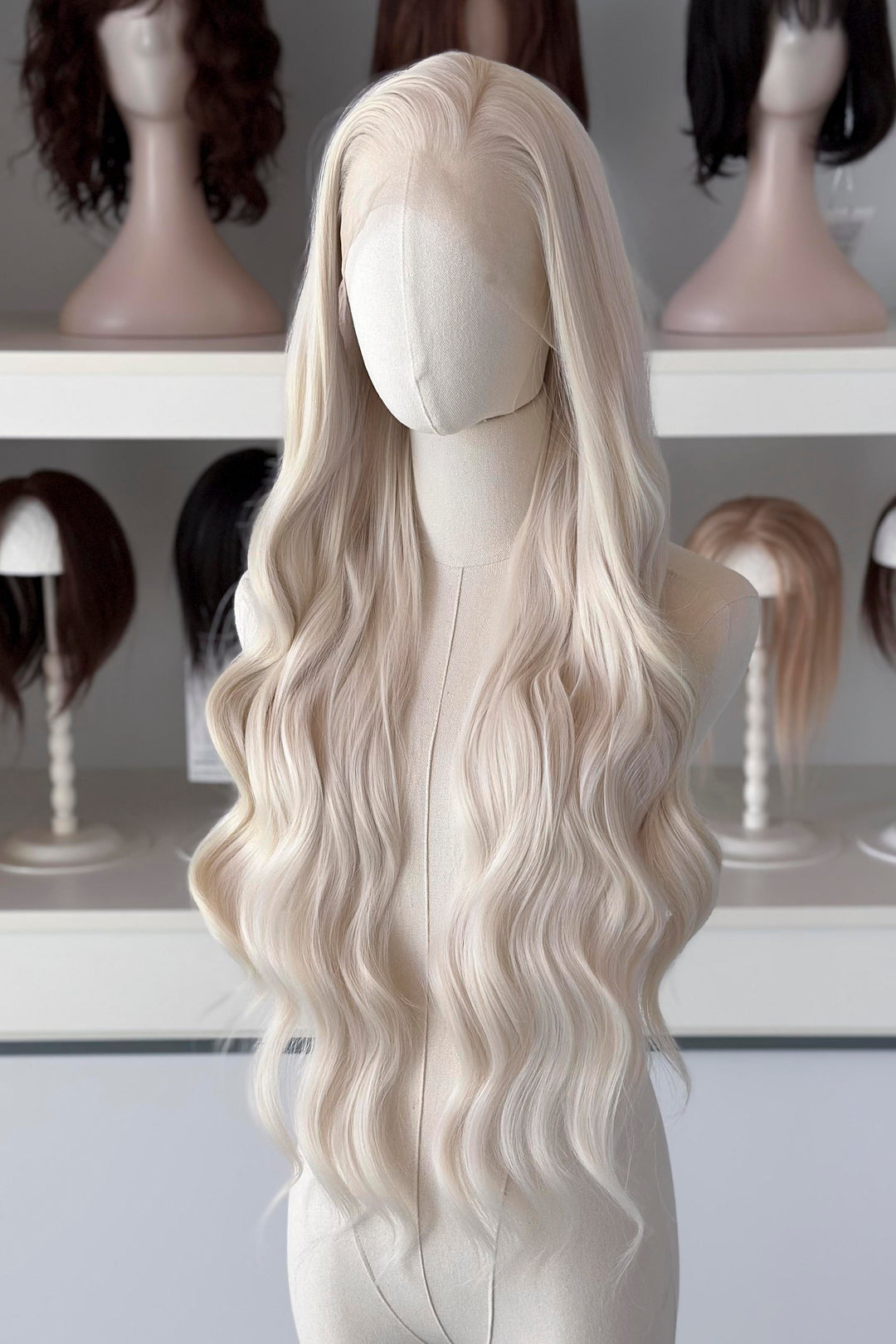 Icy Blonde Large Lace 13x4 Long Wavy Wig Daenerys with Space Buns