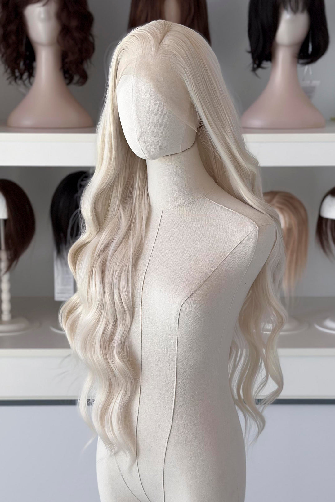 Icy Blonde Large Lace 13x4 Long Wavy Wig Daenerys with Space Buns