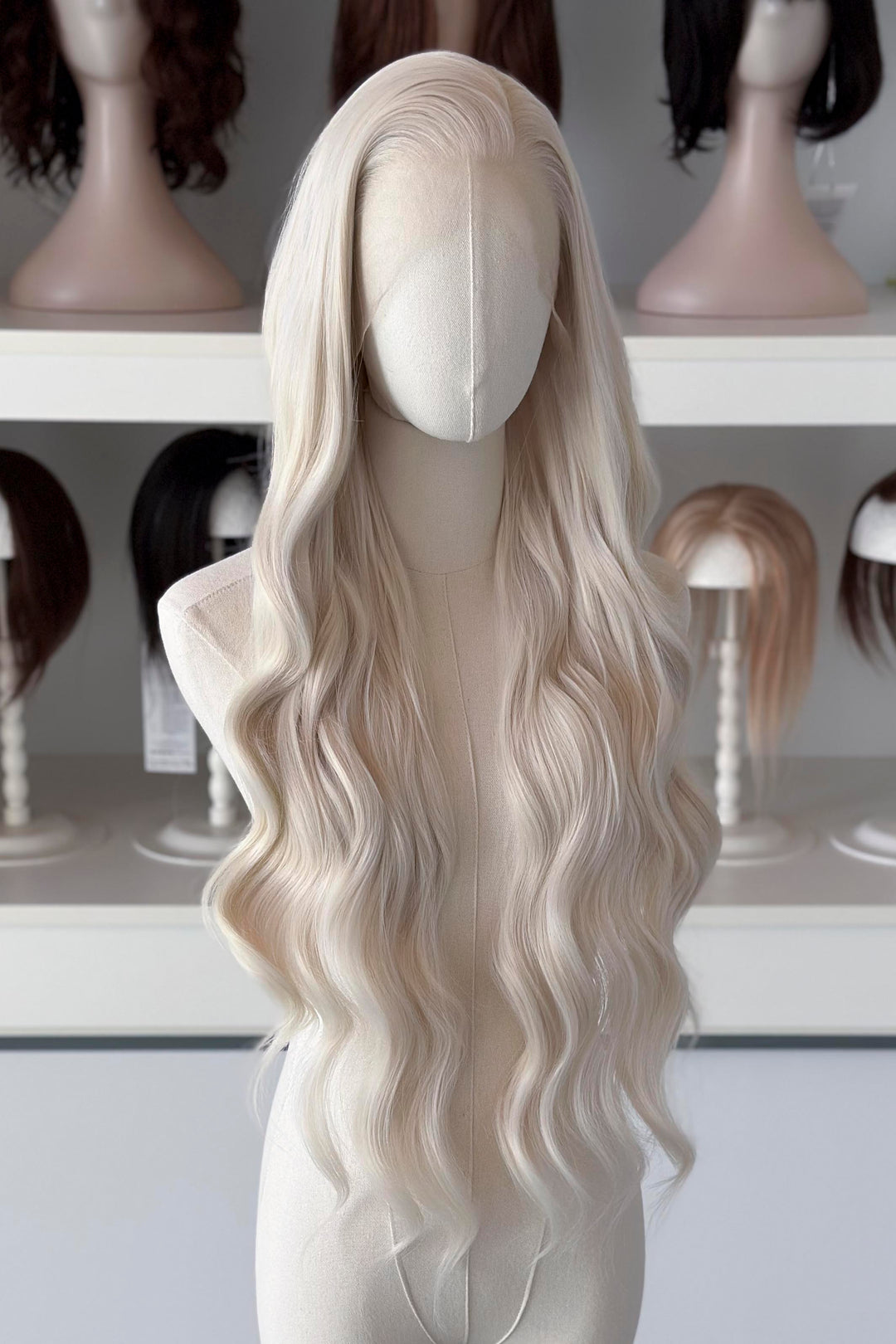Icy Blonde Large Lace 13x4 Long Wavy Wig Daenerys with Space Buns