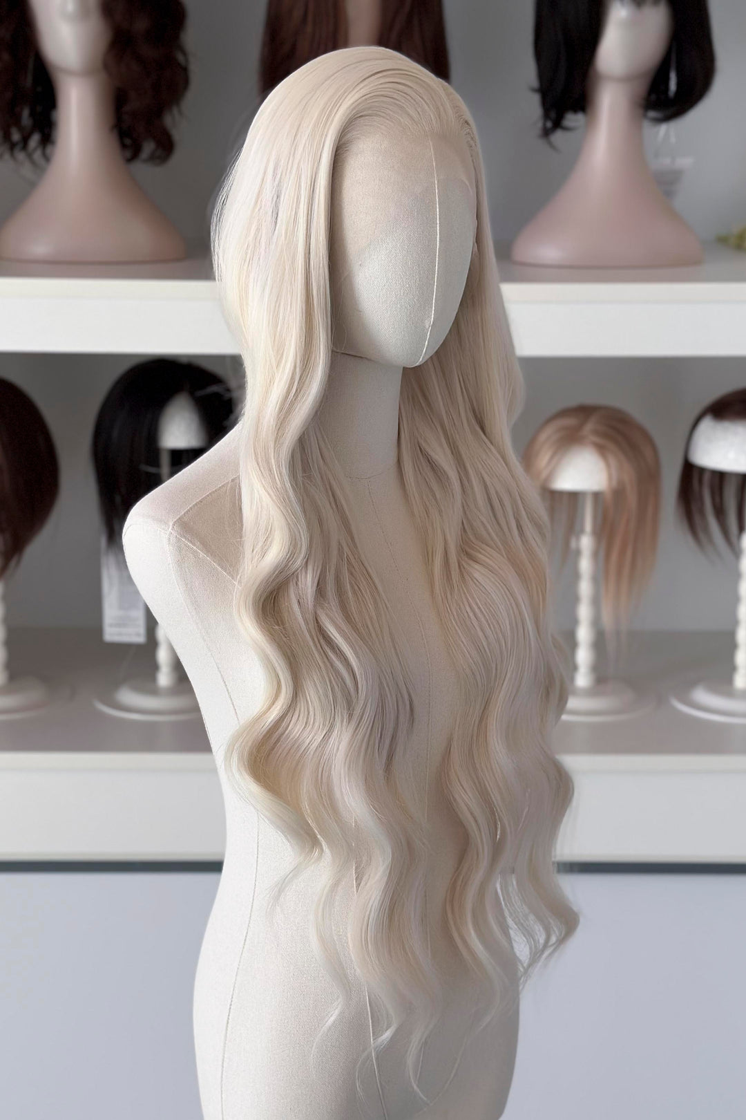 Icy Blonde Large Lace 13x4 Long Wavy Wig Daenerys with Space Buns