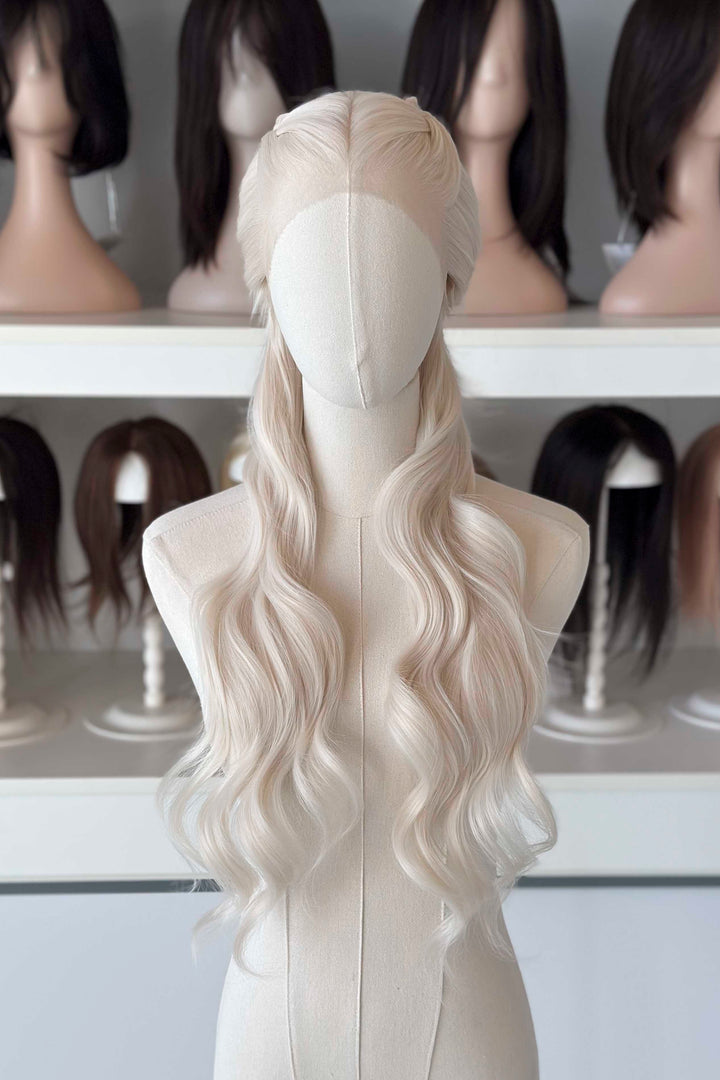 Icy Blonde Large Lace 13x4 Long Wavy Wig Game of Throne Rhaenyra Daenerys