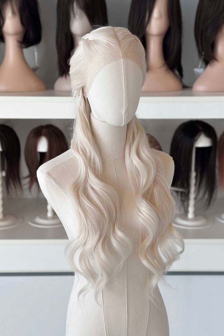 Icy Blonde Large Lace 13x4 Long Wavy Wig Game of Throne Rhaenyra Daenerys