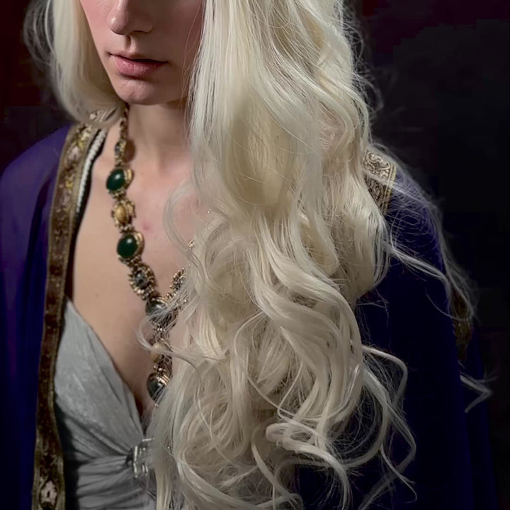 Icy Blonde Large Lace 13x4 Long Wavy Wig Game of Throne Rhaenyra Daenerys