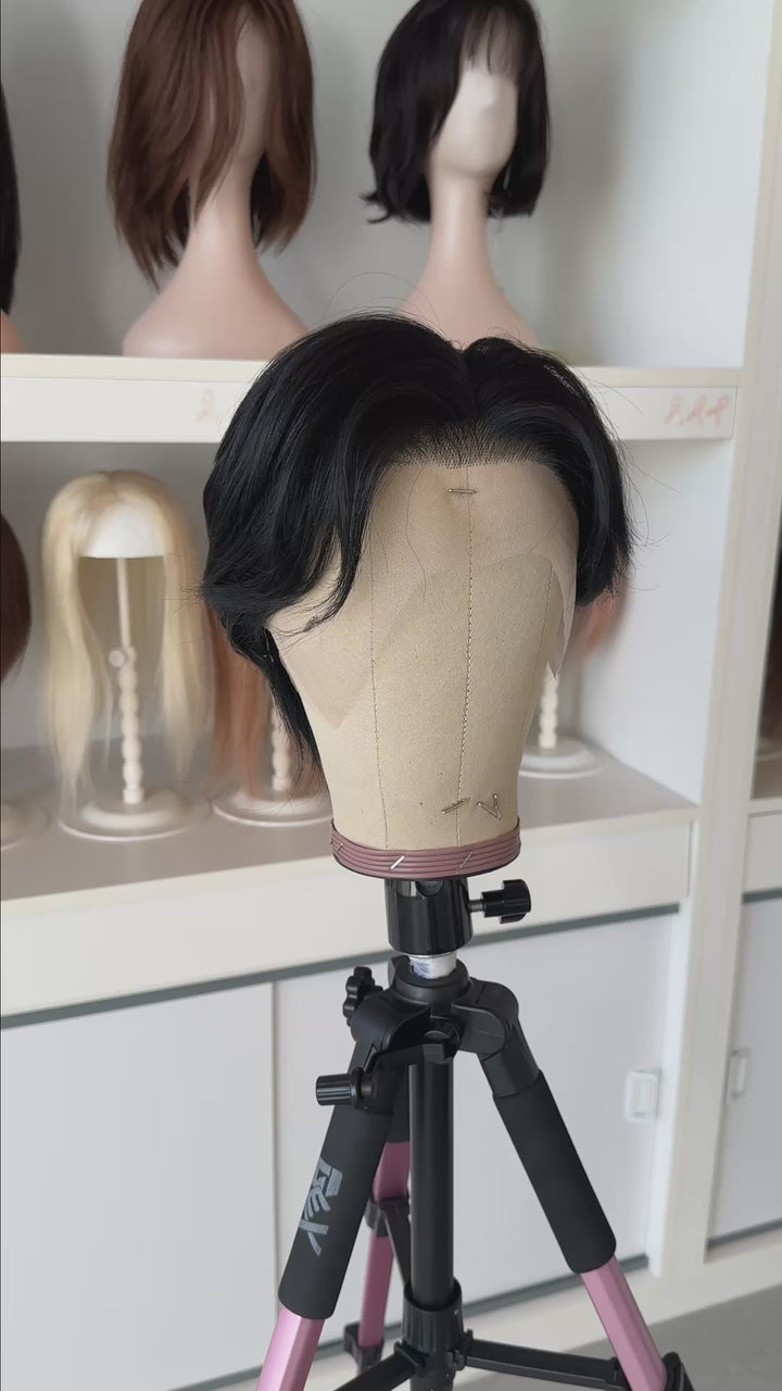 Natural Black Short Straight Lace Front Wig Shane