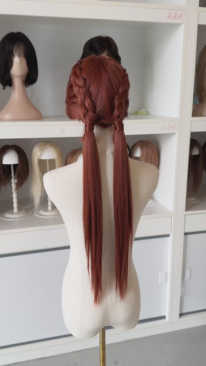 Auburn Ginger Red Long Straight Lace Front Wig Macey