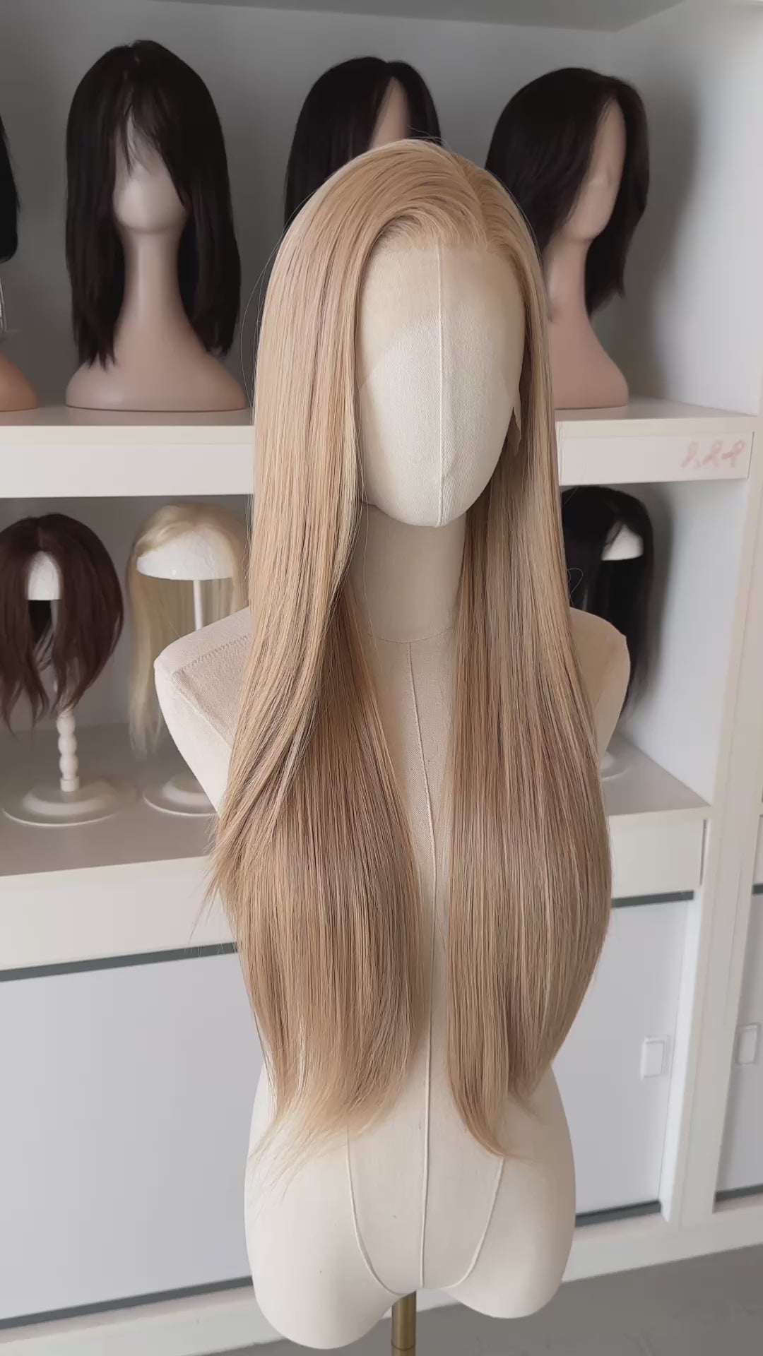 Champagne Sandy Blonde Straight Lace Front Synthetic Wig Camelia