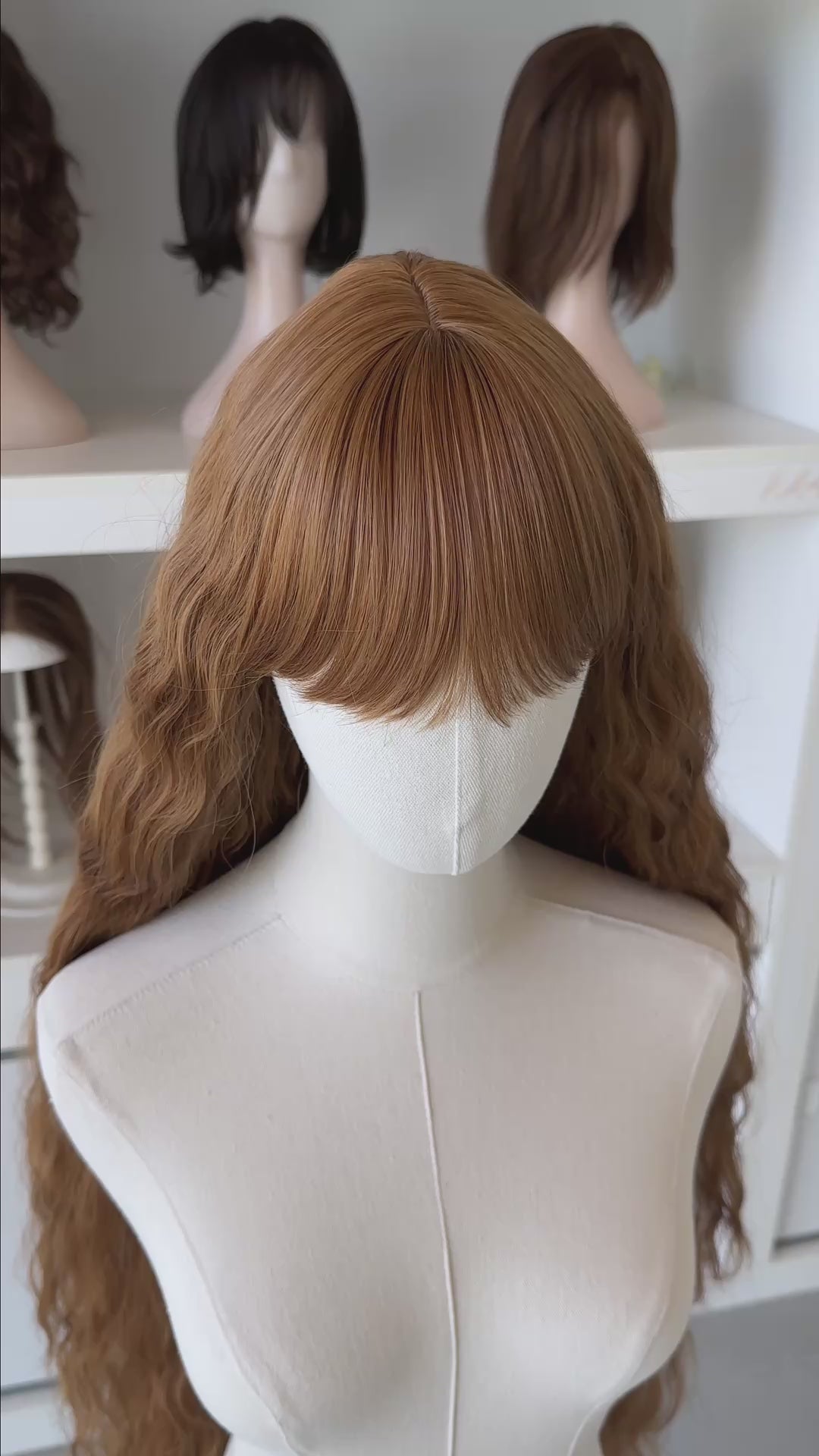 Copper Brown Blonde Extra Long Wavy Wig with Bangs Sophie