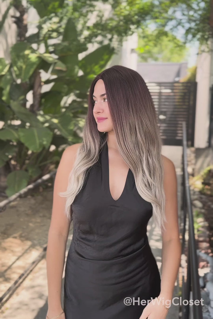 Nova | 24" Dark root with ash blonde ombre wig