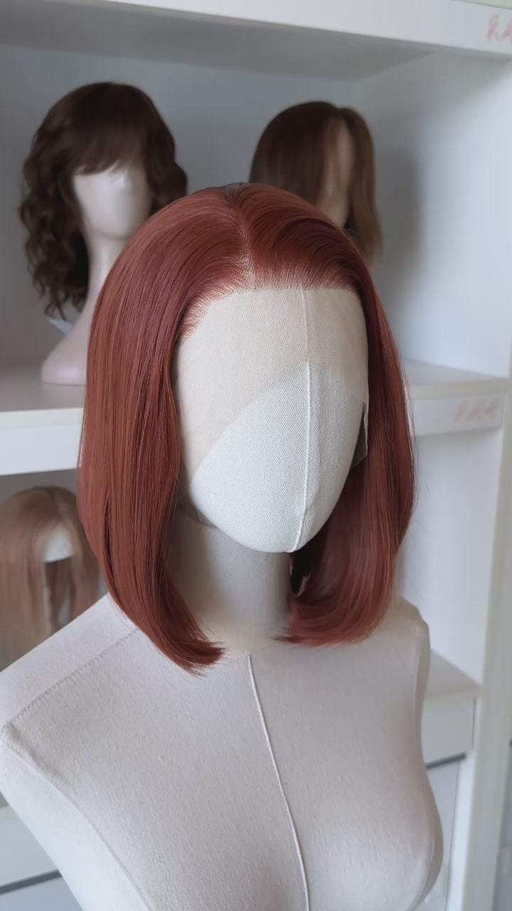 Auburn Ginger Red Wavy Lace Front Wig Nite