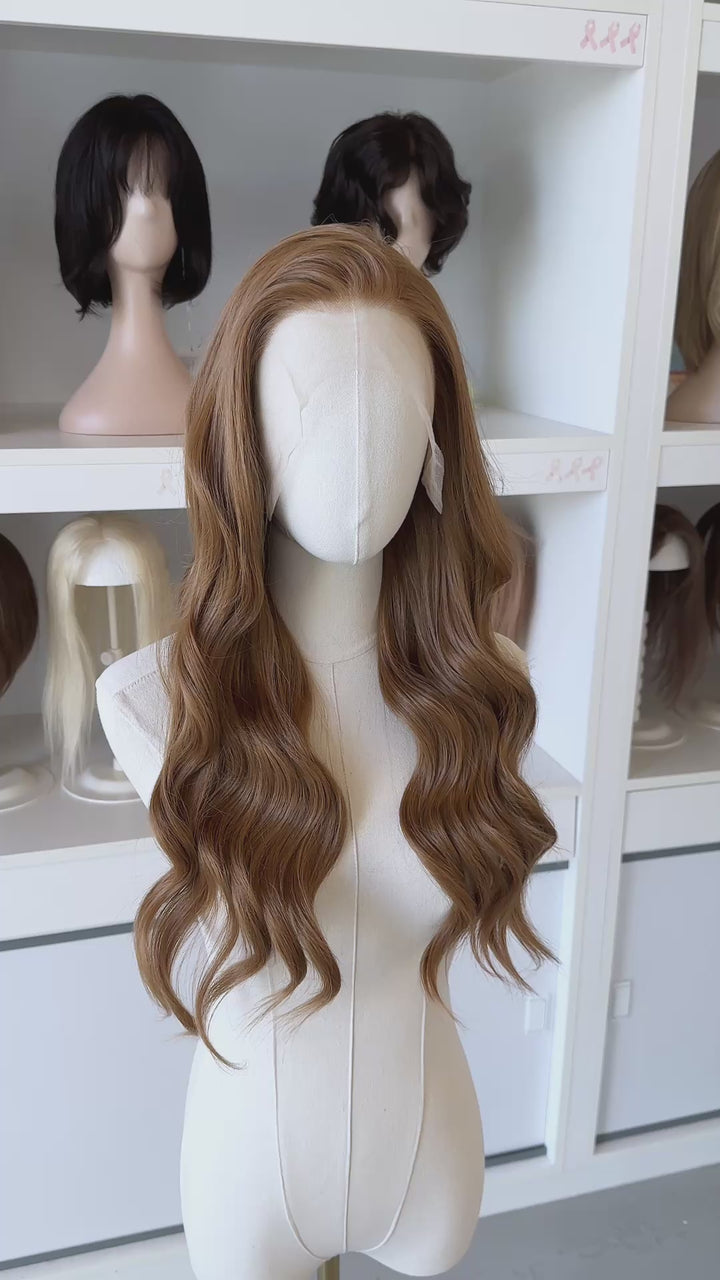 Copper Brown Blonde Long Wavy Lace Front Wig Summer