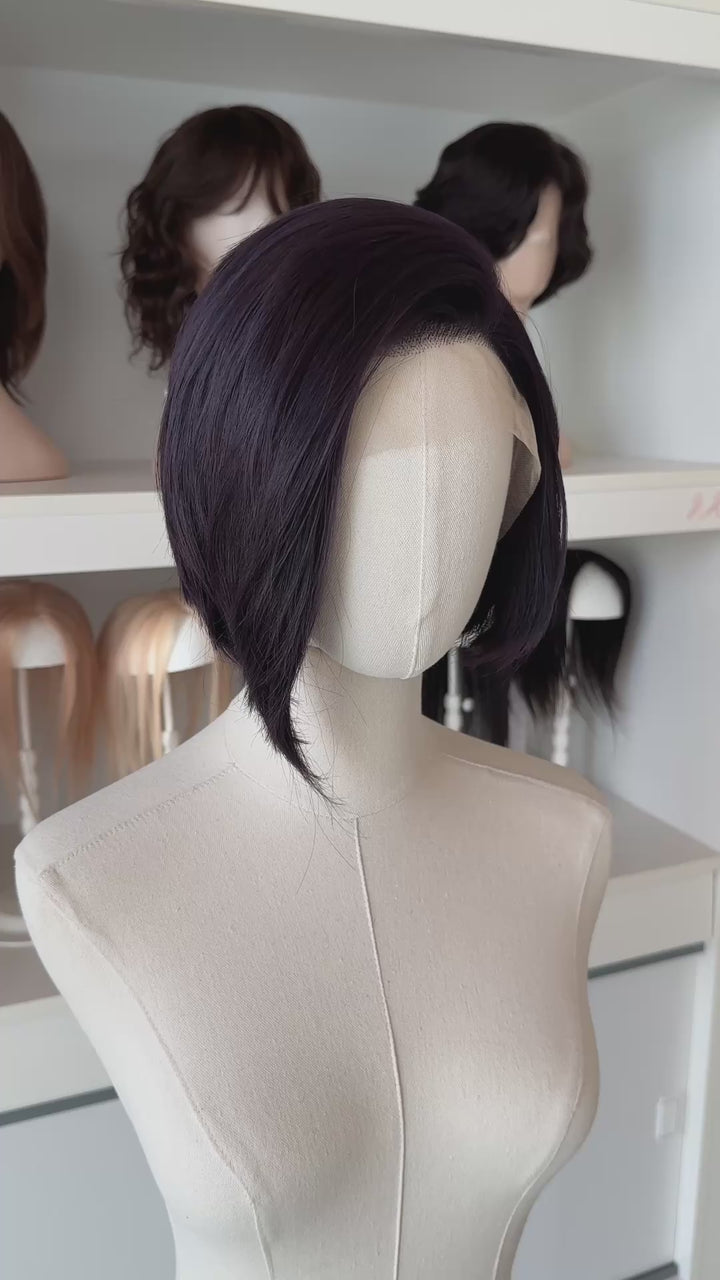 Dark Purple Straight Short Cut Lace Front Wig Dispatch Invisigal Courtney
