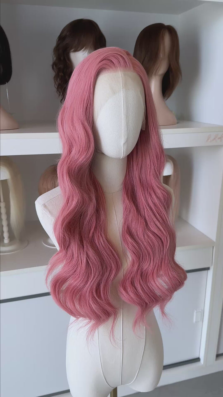 Sakura Pink Wavy Lace Front Wig Angeline