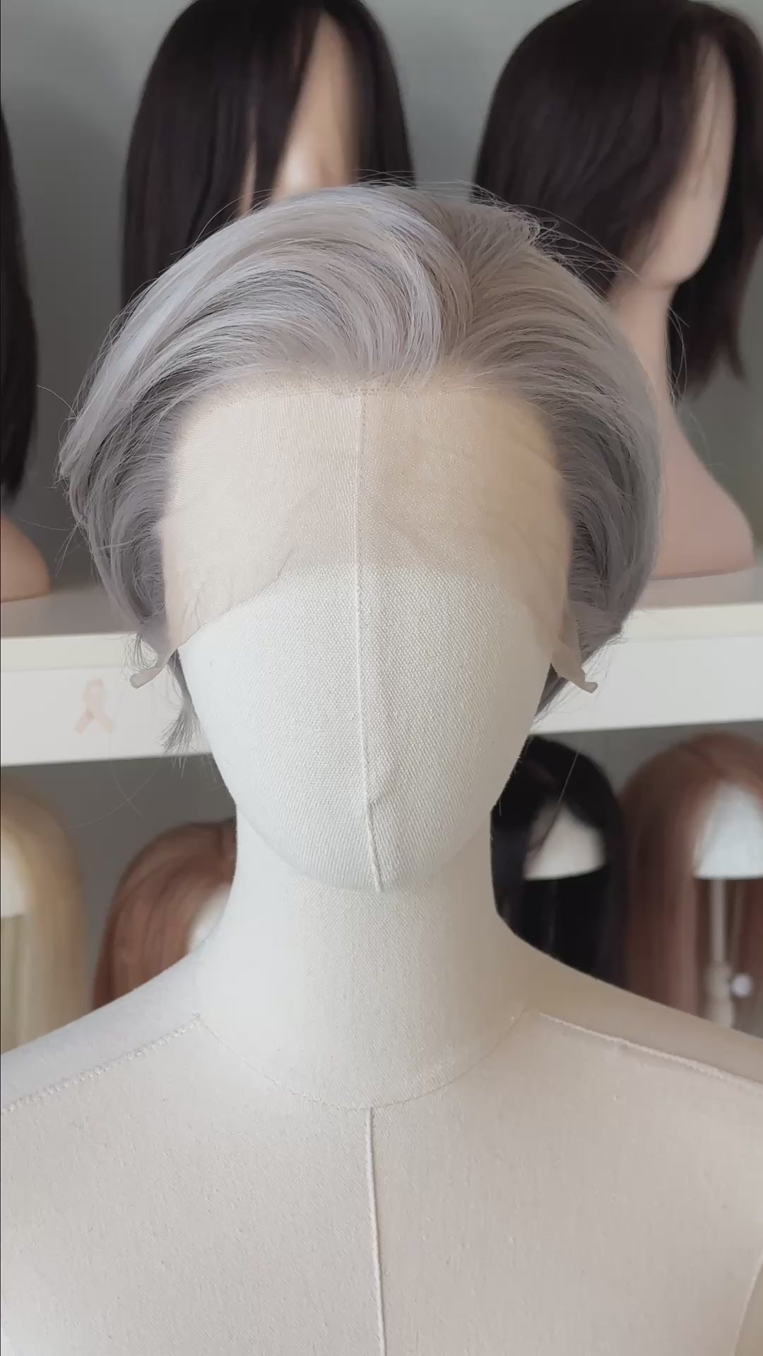 Platinum Silver Straight Short Lace Front Synthetic Wig Sylus