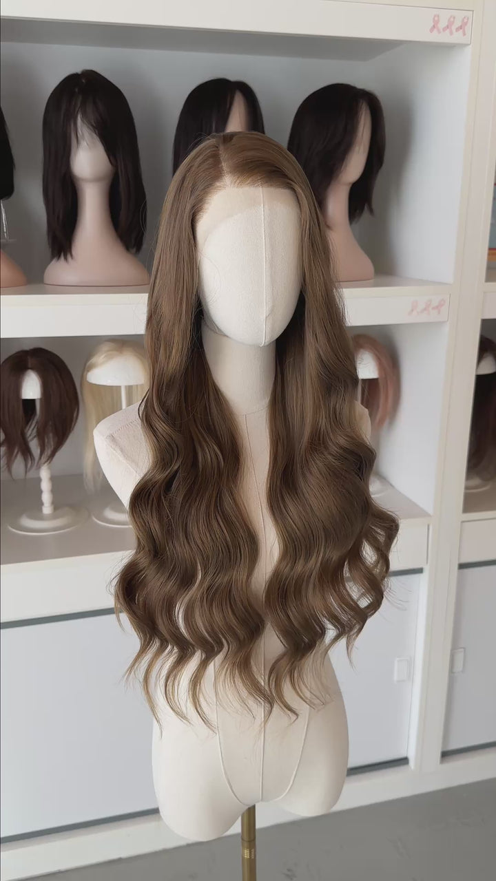 Dark Ash Golden Brown Wavy Lace Front Wig ACOTar Cosplay Elain