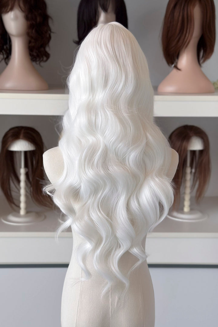 Pure White Wavy Lace Front Wig Ollie