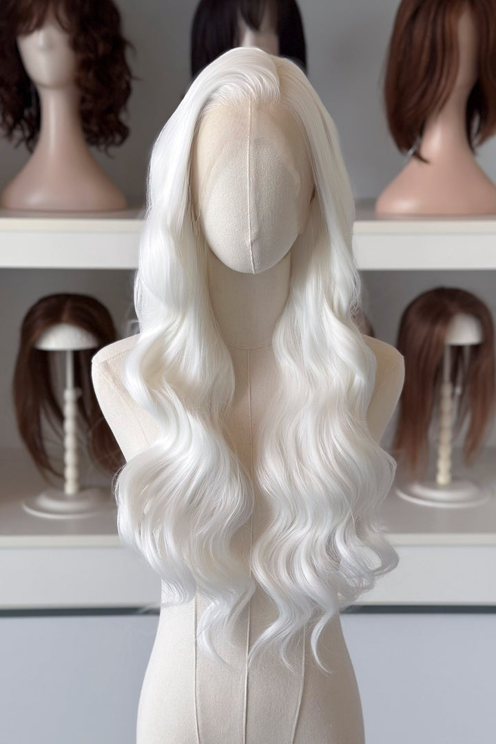 Pure White Wavy Lace Front Wig Ollie